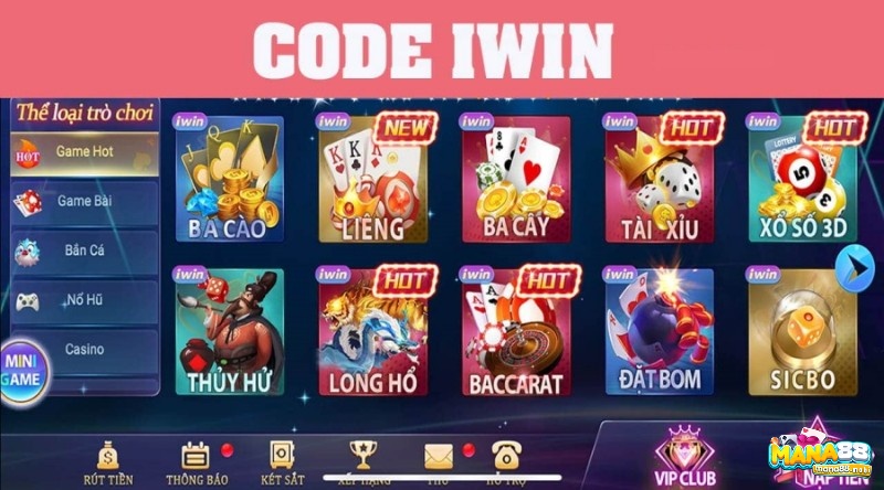 Có rất nhiều code IWIN dành cho cược thủ