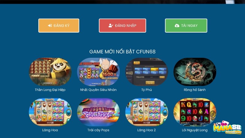 Các game slot nổi bật tại cfun68