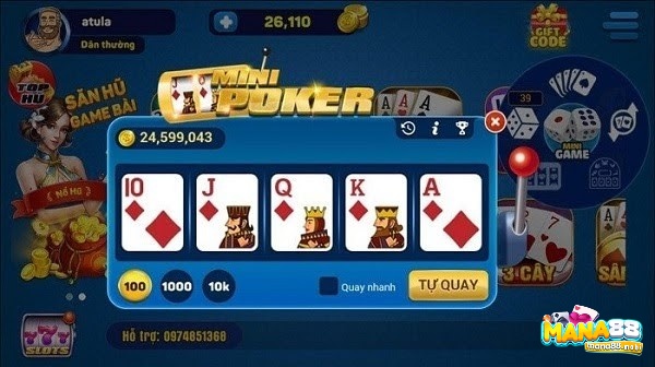 Mini Poker với lối chơi đơn giản