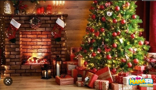 Trang trí cây thông Noel và căn nhà dịp Giáng sinh