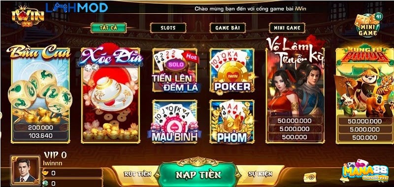 Tai WIN danh bai: Sảnh game bài IWIN