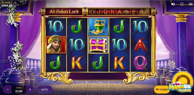 Bối cảnh của trò chơi Ali Baba’s Luck Power Reels là một cung điện Ả Rập