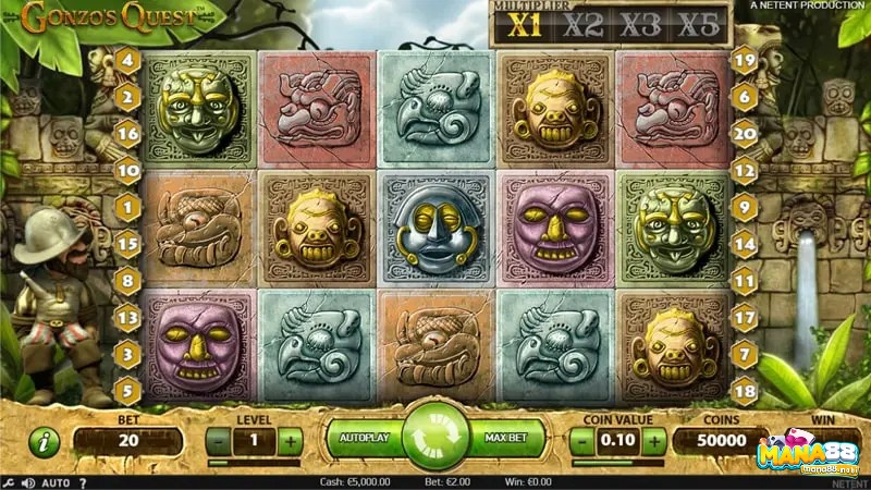 Gonzo's Quest là một game slot video trực tuyến với năm cuộn ba hàng
