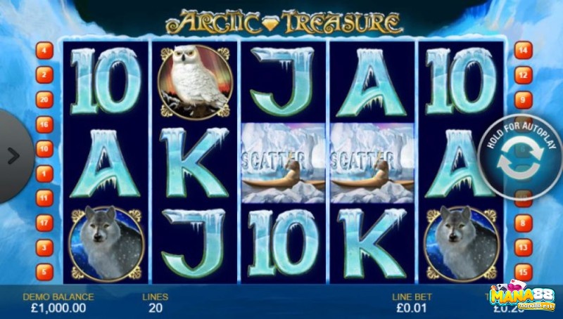 Giao diện chính của trò chơi Arctic Treasure