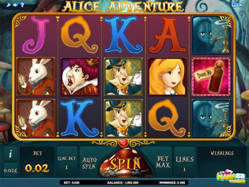 Biểu tượng Wild trong Alice Adventures được thiết kế dưới dạng biểu tượng của Alice hay một số nhân vật khác trong câu chuyện