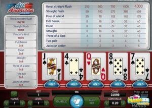 All American Double Up: Slot đánh bài Poker RTP 98,11%