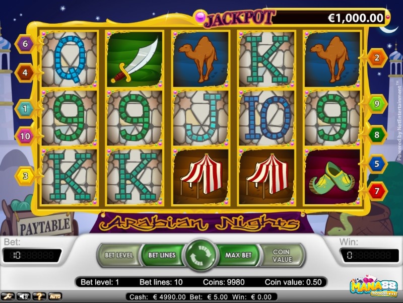 Arabian Nights là game slot đơn giản nhưng hấp dẫn với chủ đề thú vị và cơ hội giành được jackpot lớn.