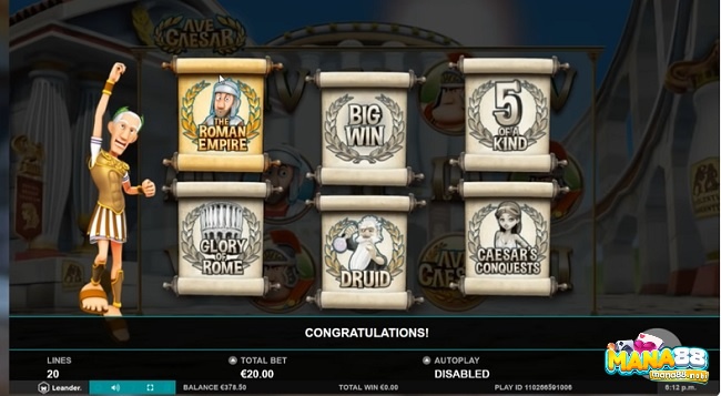Tính năng Ave Caesar cho phép game thủ lựa chọn 1 trong 6 chiến thắng