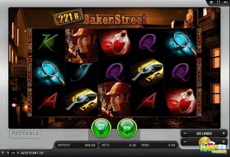 221B Baker Street Slot có 5 cuộn và 20 đường thanh toán