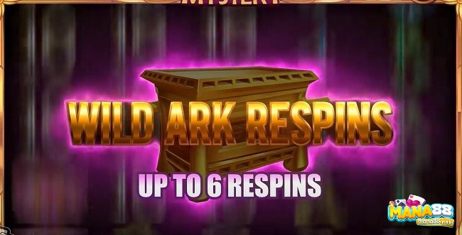 Nhận thưởng tối đa 6 vòng quay lại khi tính năng Wild Ark Respin được kích hoạt