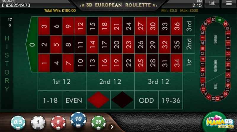 Luật chơi 3D European Roulette đơn giản và dễ hiểu